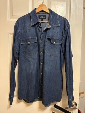 Lucchese Men's Dark Denim Western Shirt - Indigo Blue L